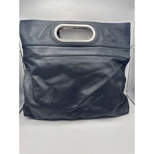 Banana Republic Black Leather Top Handbag Silver‎ Handle Business casual